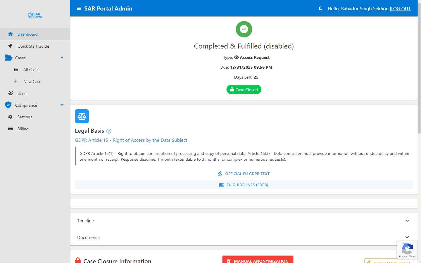 AI redaction in SAR Portal